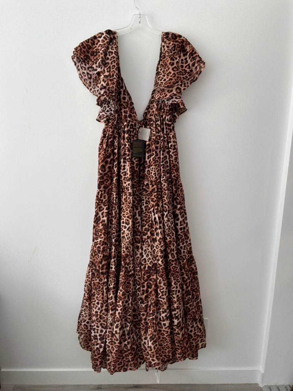 Erika Peña Leopard Print Tiered Maxi Dress - One Size OS Boho Luxury Resortwear
